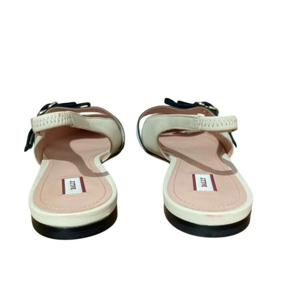 Bally slingback flats /‎ slides women's 10.5 ivory black preppy quiet luxury